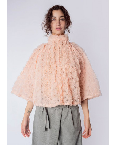Women's pink tulle double-sided designer bolero - KEN OKADA