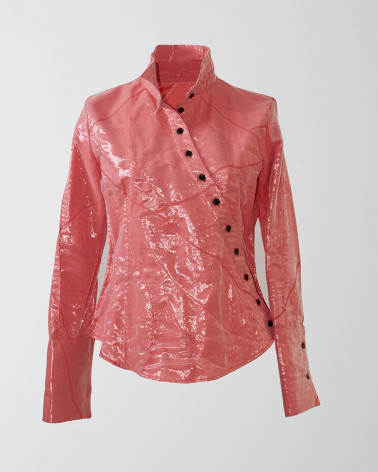 Women's pink plastic-coated designer shirt