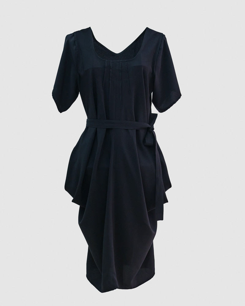 Women's black flowing and draped designer dress