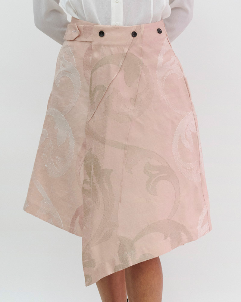 Women's pale pink printed designer skirt