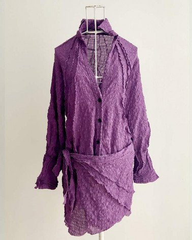 Women's purple pleated silk dress