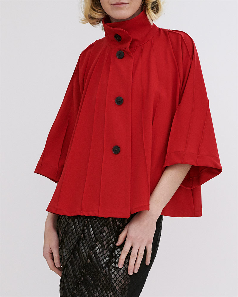 Veste rouge femme fluide boutons contrastants AUDREY  - KEN OKADA